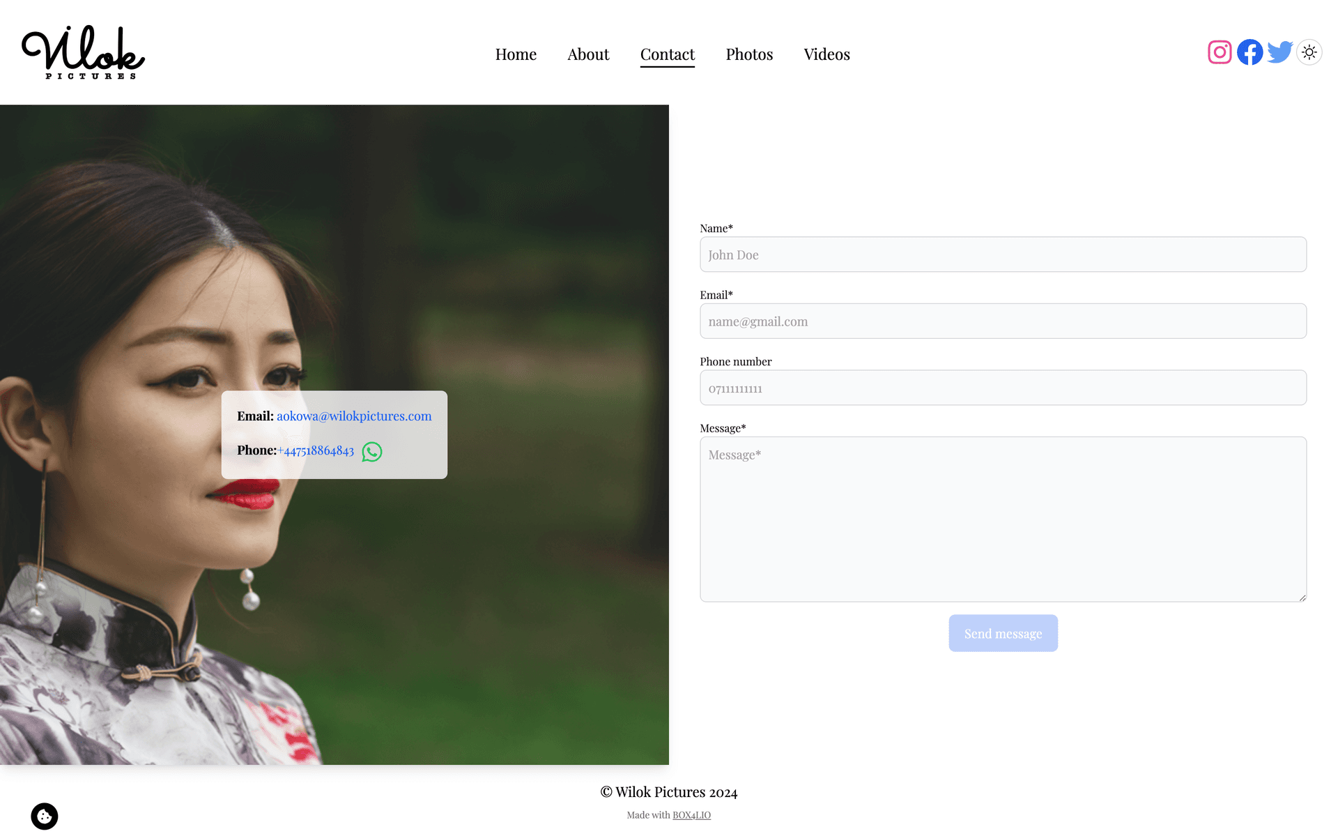 contact page screenshot